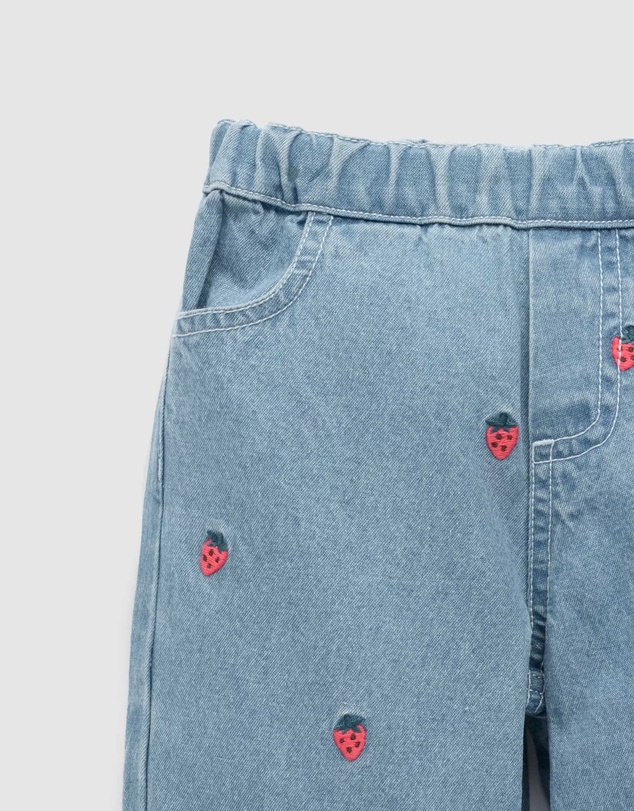 Purebaby - Embroidered Wide Leg Jeans-Kids-Babies
