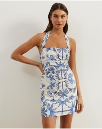 Atmos&Here - Bec Halter Neck Linen Blend Mini Dress