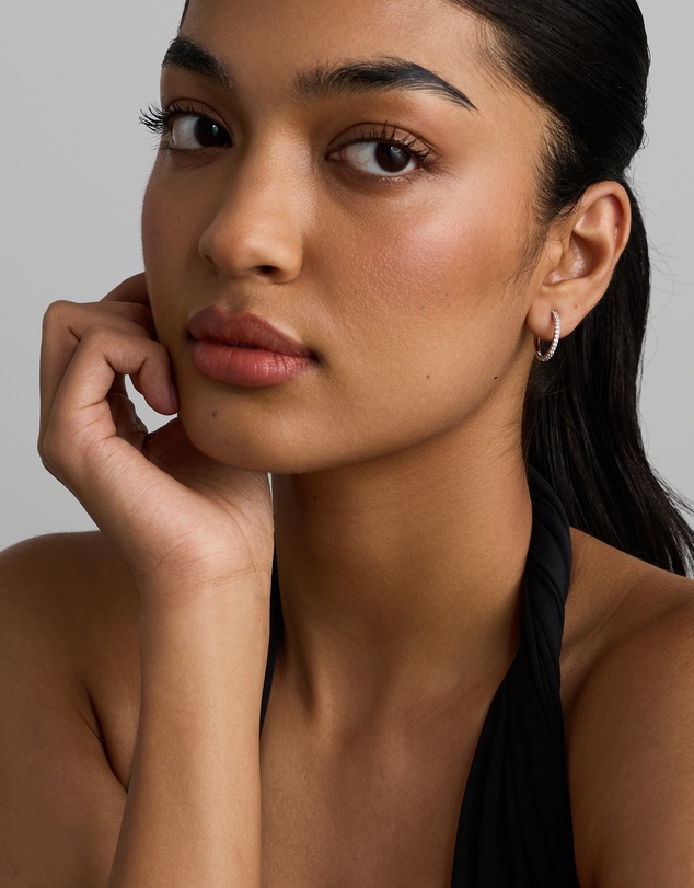 Michael Hill - Half Hoop Stud Earrings with Cubic Zirconia in Sterling Silver