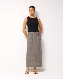 AERE - Isla Linen Gingham Midi Skirt