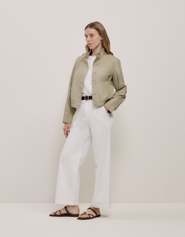 Trenery - Funnel Neck Bomber Jacket in Olive Brown