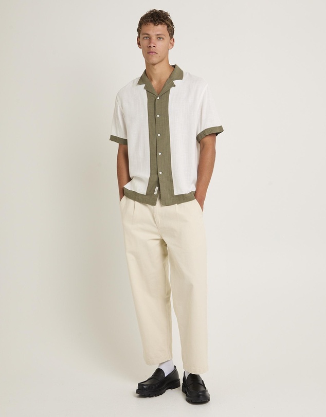 Arvust - Border Linen Short Sleeve Shirt