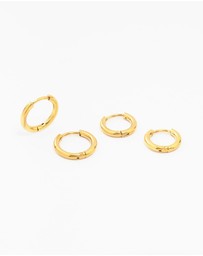 Lovisa - Waterproof Gold Plated Stainless Steel Medium Hoop Earrings 2-Pack