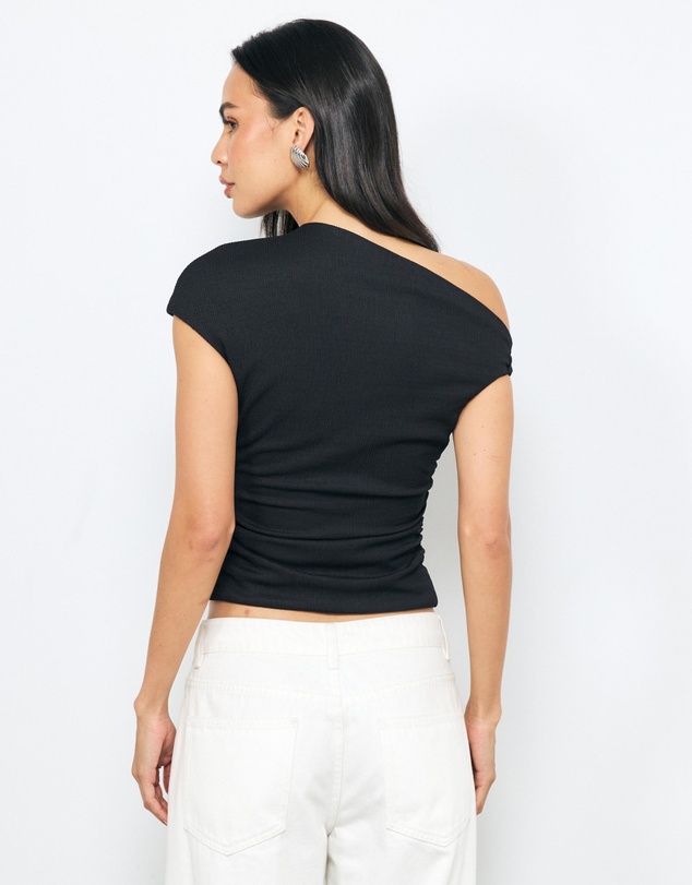 AERE - Textured Jersey Asymmetric Shoulder Top