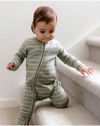 Kynd Baby - Organic Cotton Waffle in Sage Stripe