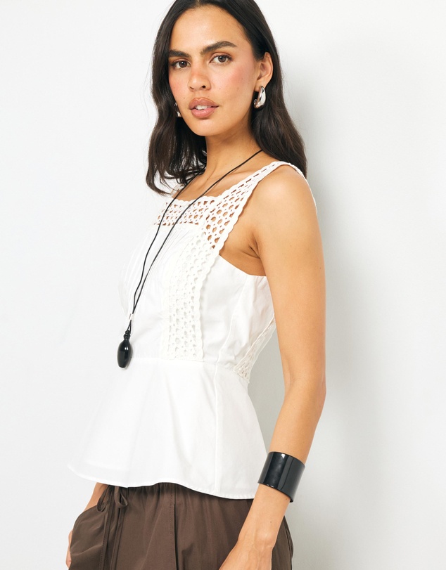 AERE - Serena Lace Poplin Top