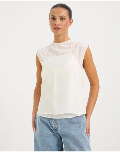 Calli - Mandy Double Layer Cap Sleeve Top