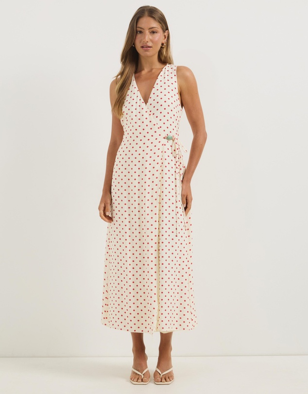 Atmos&Here - Chloe Midi Wrap Dress With Bead Detail
