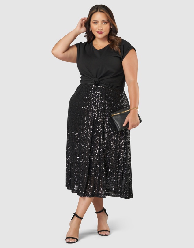 Pink Dusk by Curve Project - Sure Thing Sequin Skirt