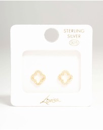 Lovisa - Gold Plated Sterling Silver Cubic Zirconia Flower Stud Earrings