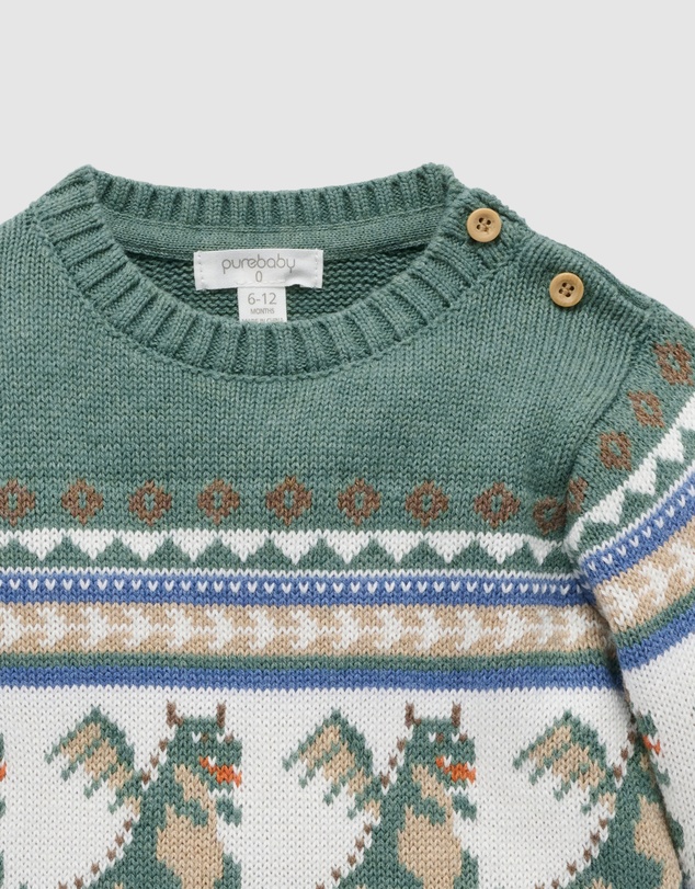 Purebaby - Dragon Fairisle Jumper -Kids-Babies