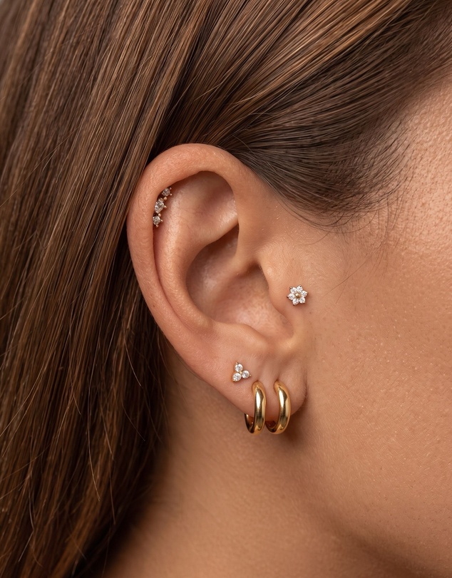 HOUSE OF SLANI - Gold Iris Flatback Ear Piercing