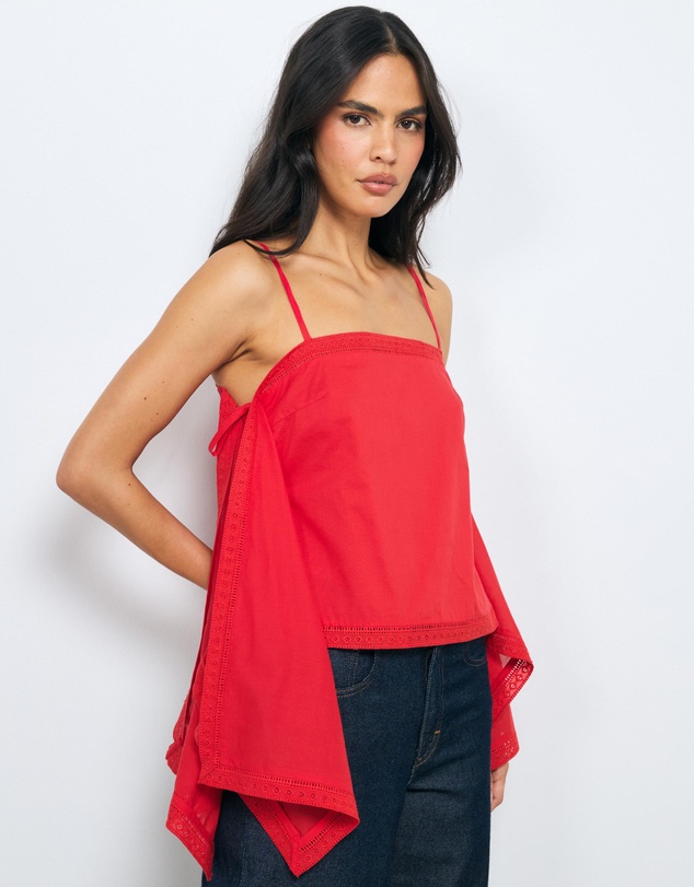 AERE - Piper Cotton Trim Detail Scarf Top