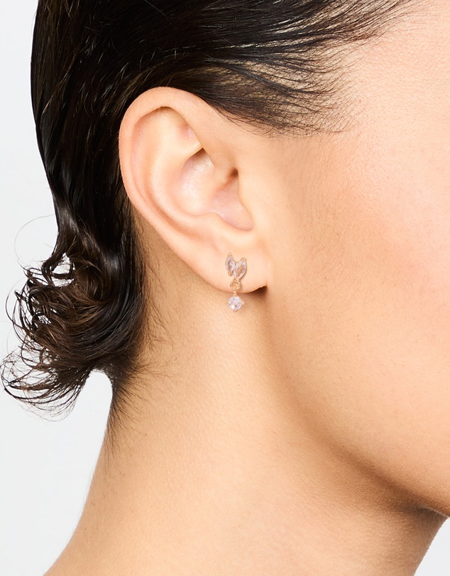 Lovisa - Gold Plated Surgical Steel Cubic Zirconia Flat Back Studs 2-Pack