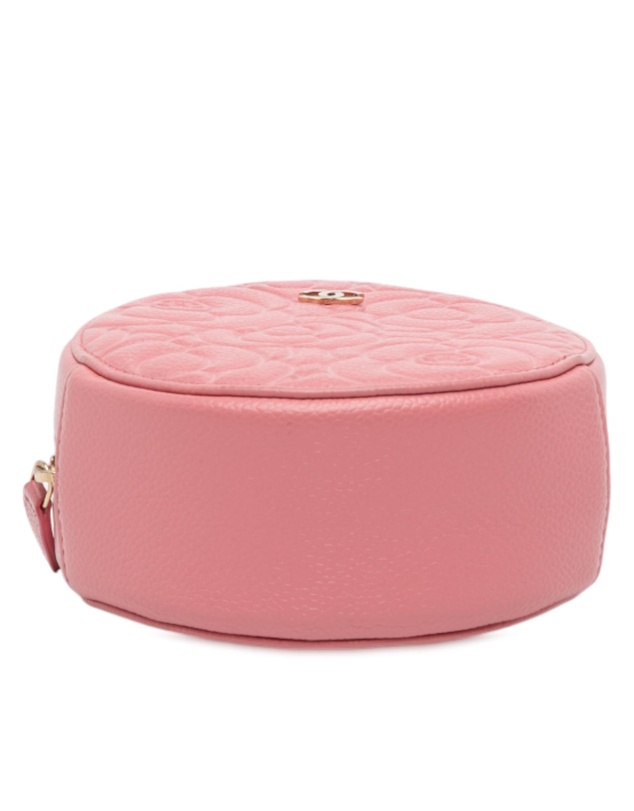 Pre-Loved by Azura Reborn - Pre-Loved CC Embossed Caviar Camellia Round Clutch With Chain