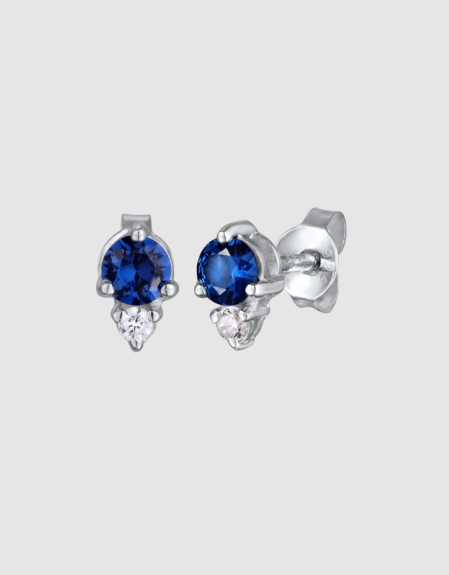 Elli Jewelry - Sapphire and Zirconia Stud Earrings in 925 Silver