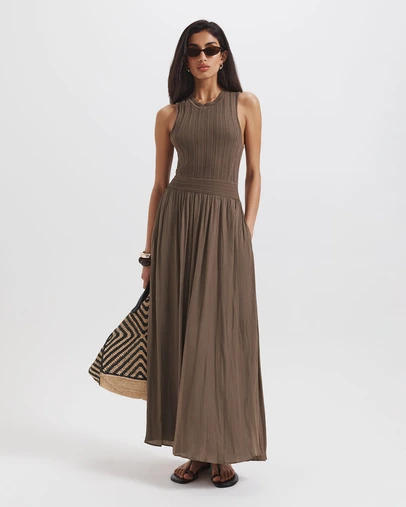 SABA - Lillian Mixed Media Midi Dress