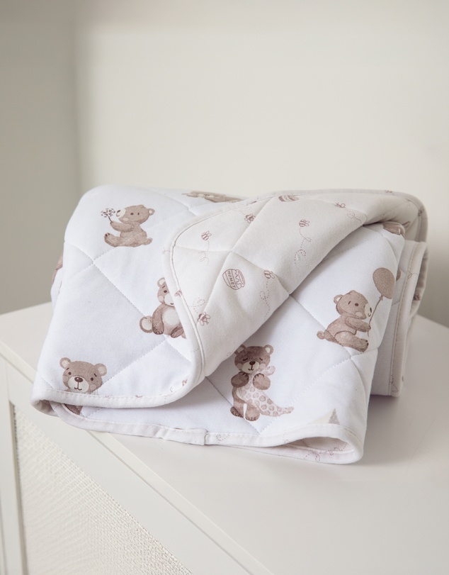 Living Textiles - Reversible Quilted Cot Comforter - Cuddly Bear