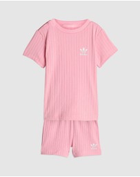 adidas Originals - Regular Wide Rib Shorts and T-Shirt Set - Babies-Kids