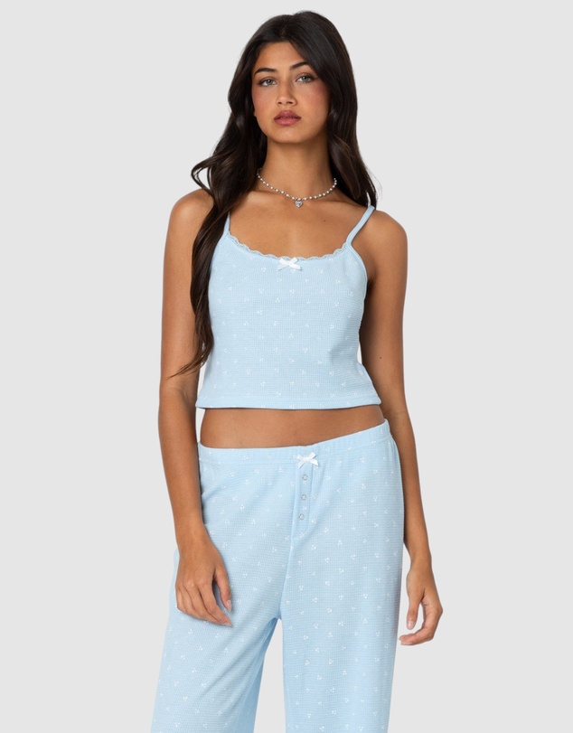 EDIKTED - Petal Printed Waffle Tank Top