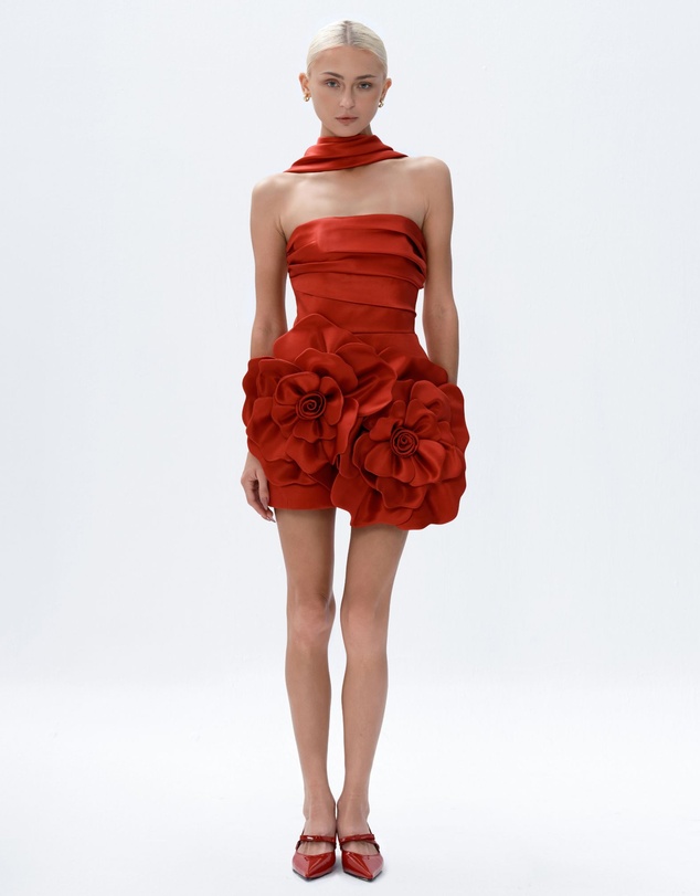JUSTIN TONG - Crimson Bloom Dress