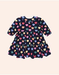 Huxbaby - Multi Hearts Cord Dress - Babies-Kids