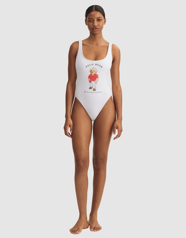 Polo Ralph Lauren - Terry Polo Bear Print High Leg Swimsuit