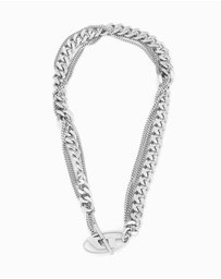 Diesel - Oval D Logo Silver Tone Necklace