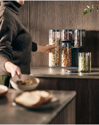 Joseph Joseph - Podium™ Stainless Steel 5-piece Glass Storage Jar Set with Stand