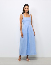 AERE - Raina Tie Back Linen Midi Dress