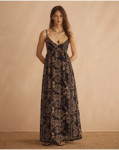 AUR OCEA - Embroidered Scoop Maxi Dress