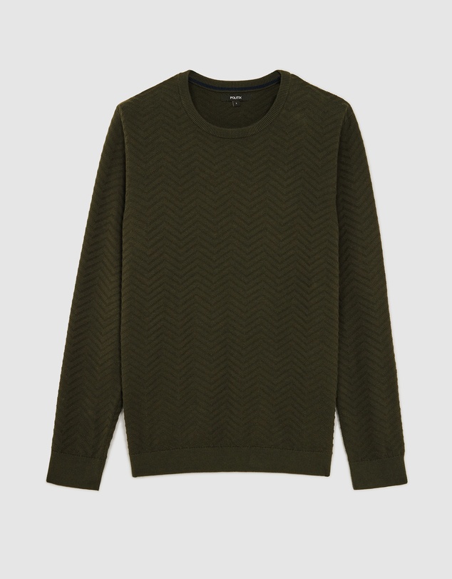 Politix - Lightweight Zig Zag Crew Neck Knit