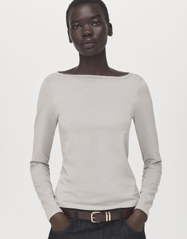 M.N.G - Cotton Boat Neck T-Shirt