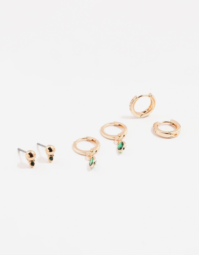 Lovisa - Gold Oval Stud & Hoop Earrings 3-Pack