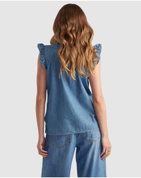 Decjuba - Celeste Denim Ruffle Blouse