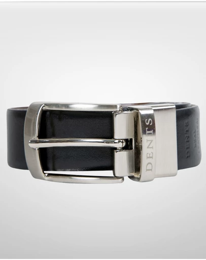DENTS - Heritage Reversible Gloss Full Grain Leather Belt with Satin Nickel Buckle