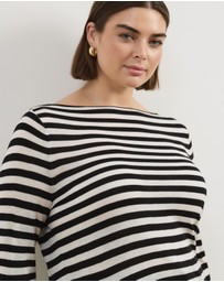 Atmos&Here Curvy - Bella Fine Knit Stripe Top