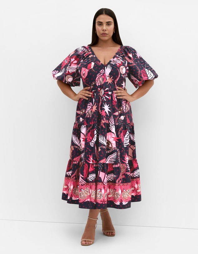 City Chic - Simona Print Puff Sleeve Dress