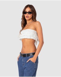 EDIKTED - Nia Ruffled Eyelet Bandeau Top
