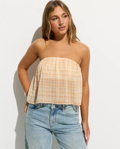 Dazie - Marnie Strapless Sheer Organza Top