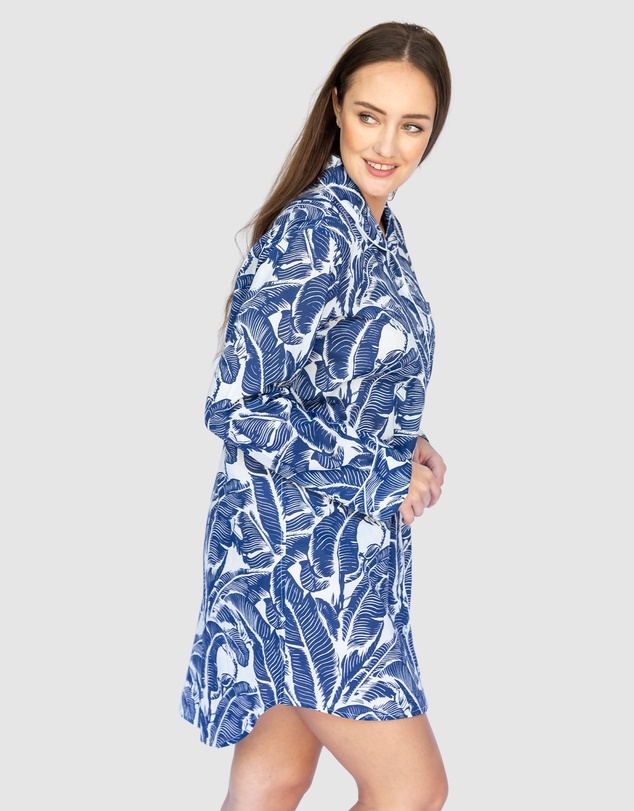 Sant And Abel - Women's Martinique® Blue Banana Leaf Night Shirt