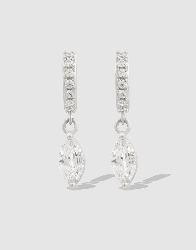 Wanderlust + Co - Marquise Silver Baby Huggie Earrings