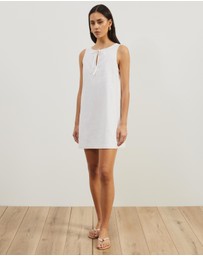 Atmos&Here - Tie Front Linen Blend Mini Dress