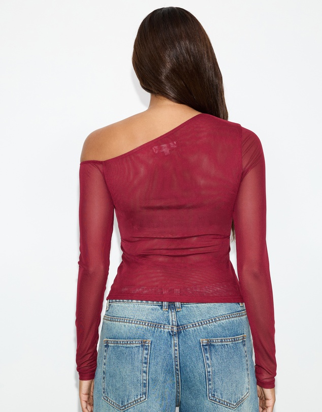 Dazie - Alina Asymmetrical Mesh Top