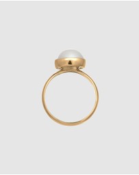 Elli Jewelry - Ring Mabe Pearl Classic Noble in 925 Sterling Silver Gold Plated