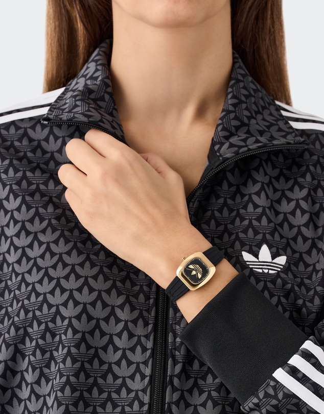 adidas Originals - Retro Wave One XS IP Gold-Tone Black Silicone Watch