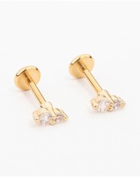 Lovisa - Gold Plated Surgical Steel Cubic Zirconia Double Flat Back 2-Pack