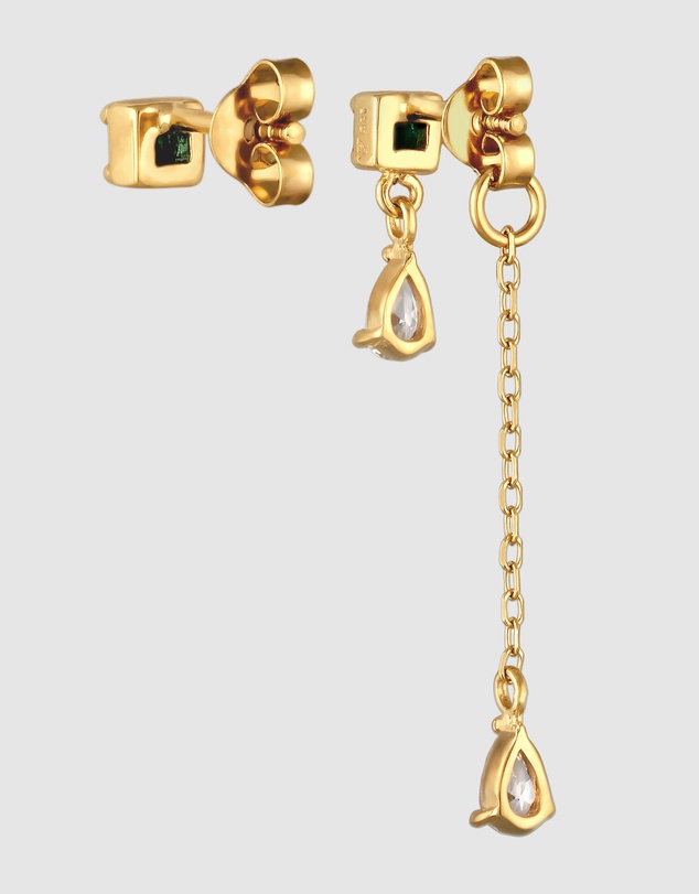 Elli Jewelry - Earrings Stud Emerald Drop 925 Sterling Silver Gold-Plated