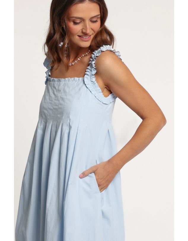 Petal & Pup - Madalyn Pleated Midi Dress - Light Blue