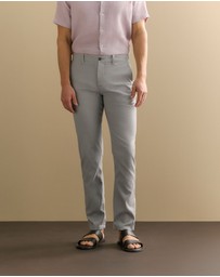 Trenery - Stretch Cotton Dobby Pant in Lake Grey